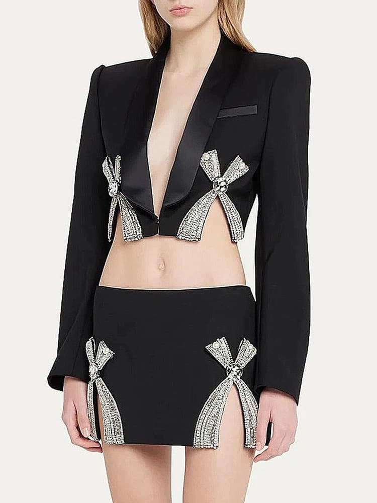 Ensemble de costume de créateur de haute couture 2026, pour femmes, luxueux, avec des diamants et de