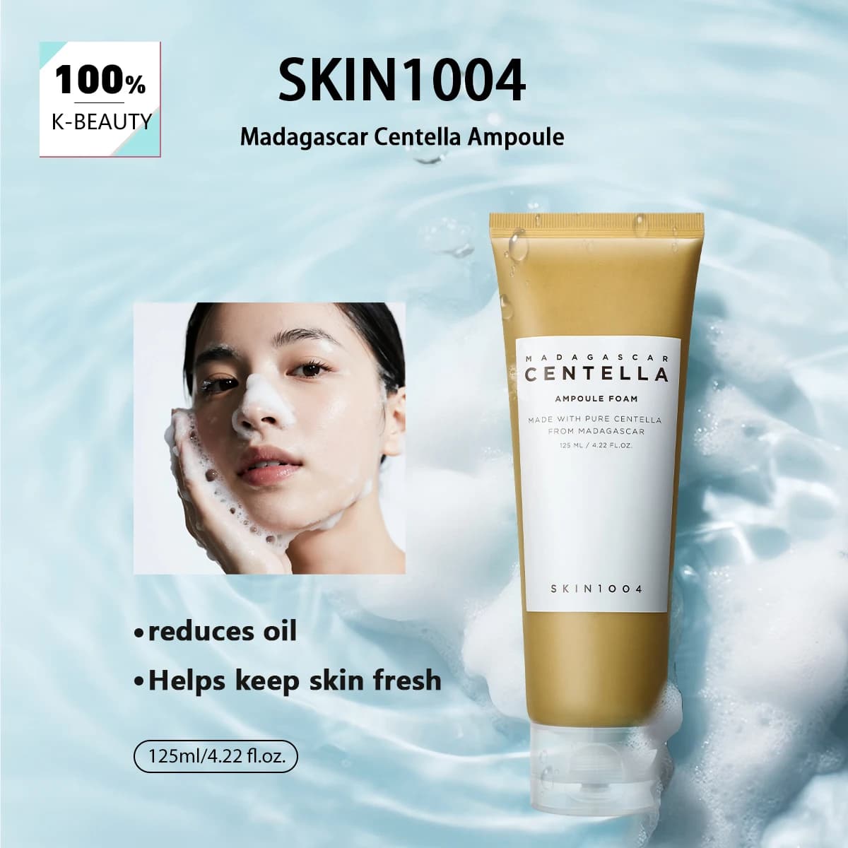 SKIN1004 Ampoule Moussante à la Centella de Madagascar, Nettoyage Doux Sans Sensation de Tiraillemen