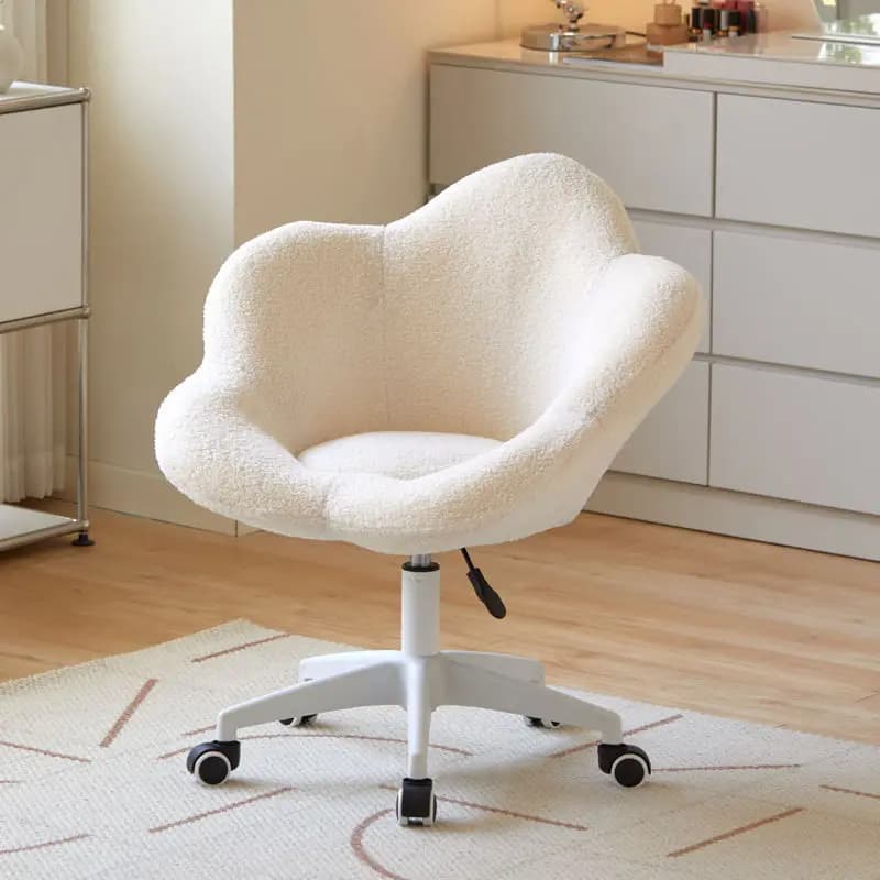 FORMWELL-Chaise de Bureau à Domicile en Laine d'Agneau Réglable, avec Dossier Mi-Dessus, Touffeté Mo