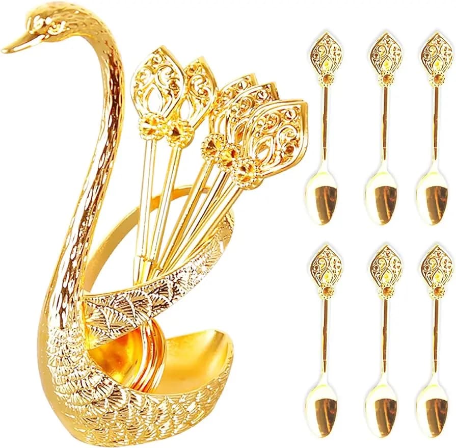 Gâteau de crème glacée café thé cuillères à remuer Dessert cygne support couverts cuillères ensemble