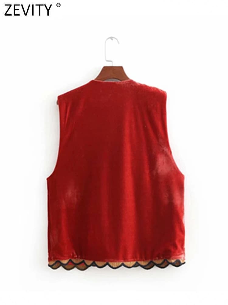 Zevity femmes Vintage paillettes fleur broderie gilet veste dames rétro style national patchwork déc