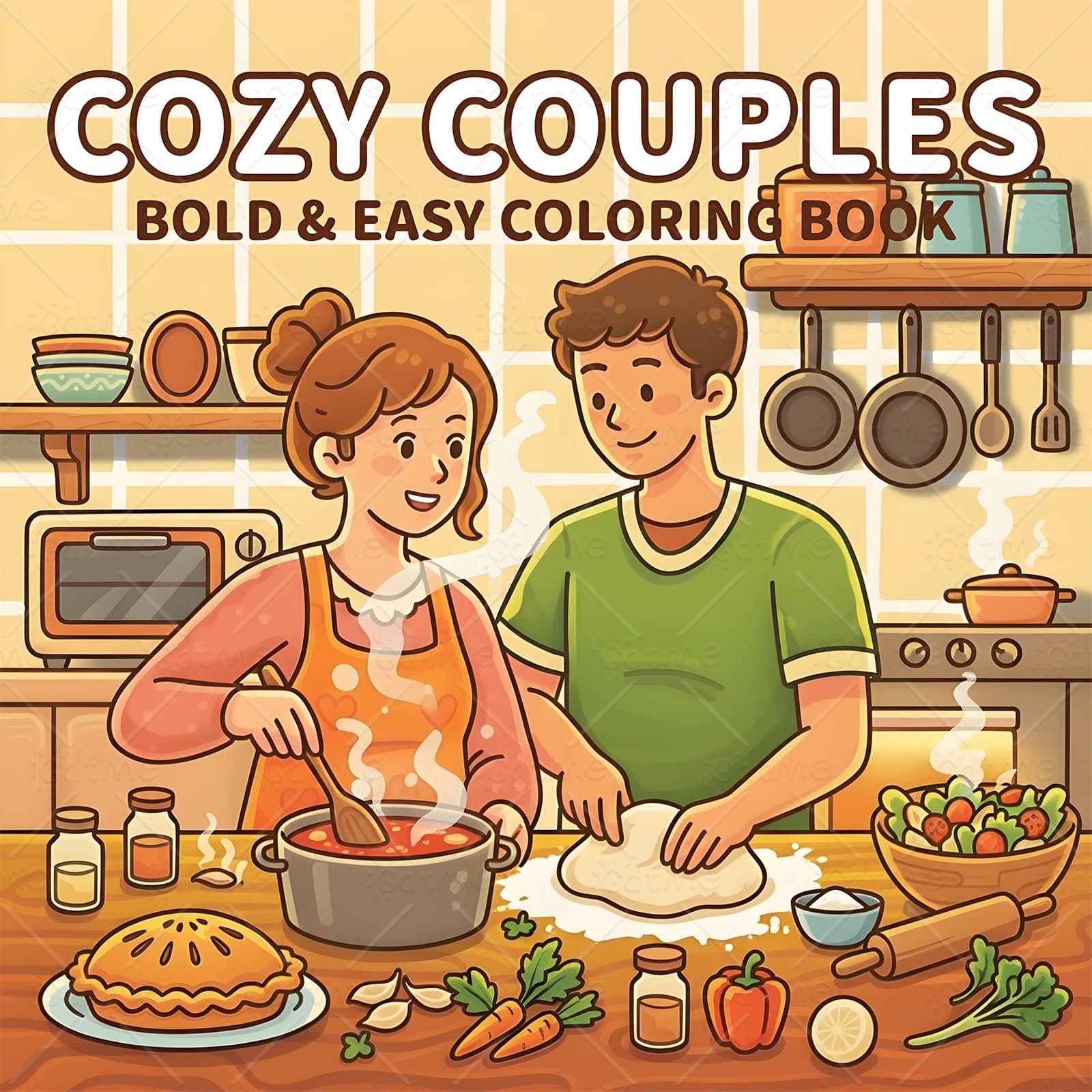 COZY COUPLES Livre de coloriage pour adultes aux motifs audacieux et faciles, livre de dessin mignon
