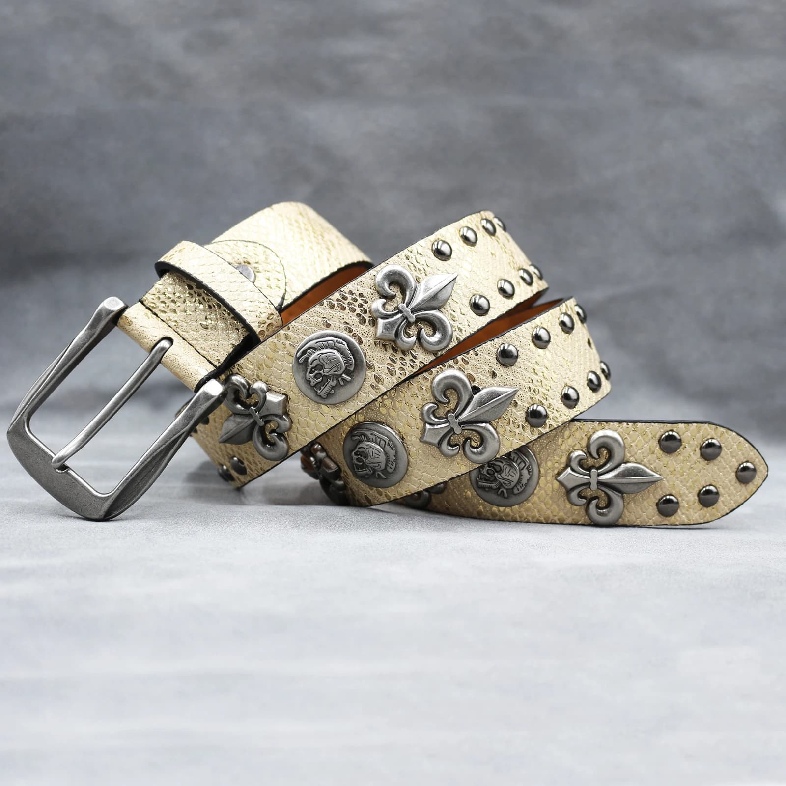 Y2K – ceinture à rivets en cuir pour femmes, croix dorée, cloutée, haute qualité, Rock, sangle pour 