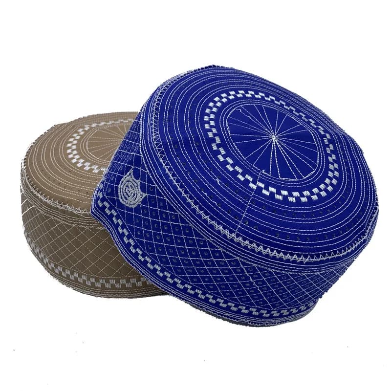Chapeau de prière pour hommes musulmans, broderie en coton, chapeaux pour Ramadan islamique, accesso