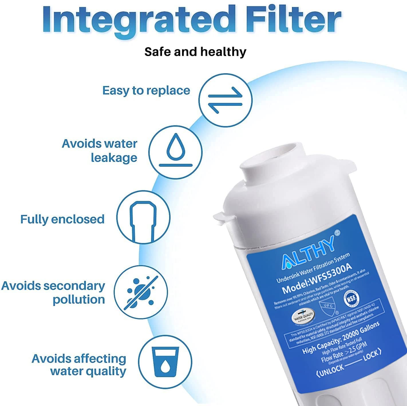 ALTHY – purificateur de filtre à eau potable sous évier, certifié NSF/ANSI, connexion directe sous l