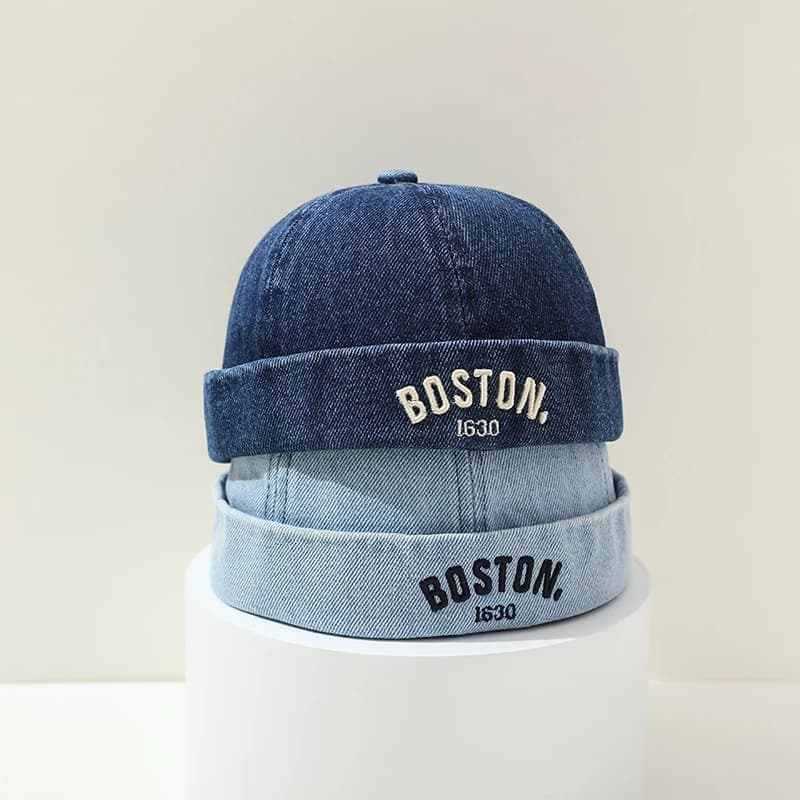 Casquette melon en denim bleu pour enfants, chapeau sans bord pour bébé breton, bonnet de proximité 