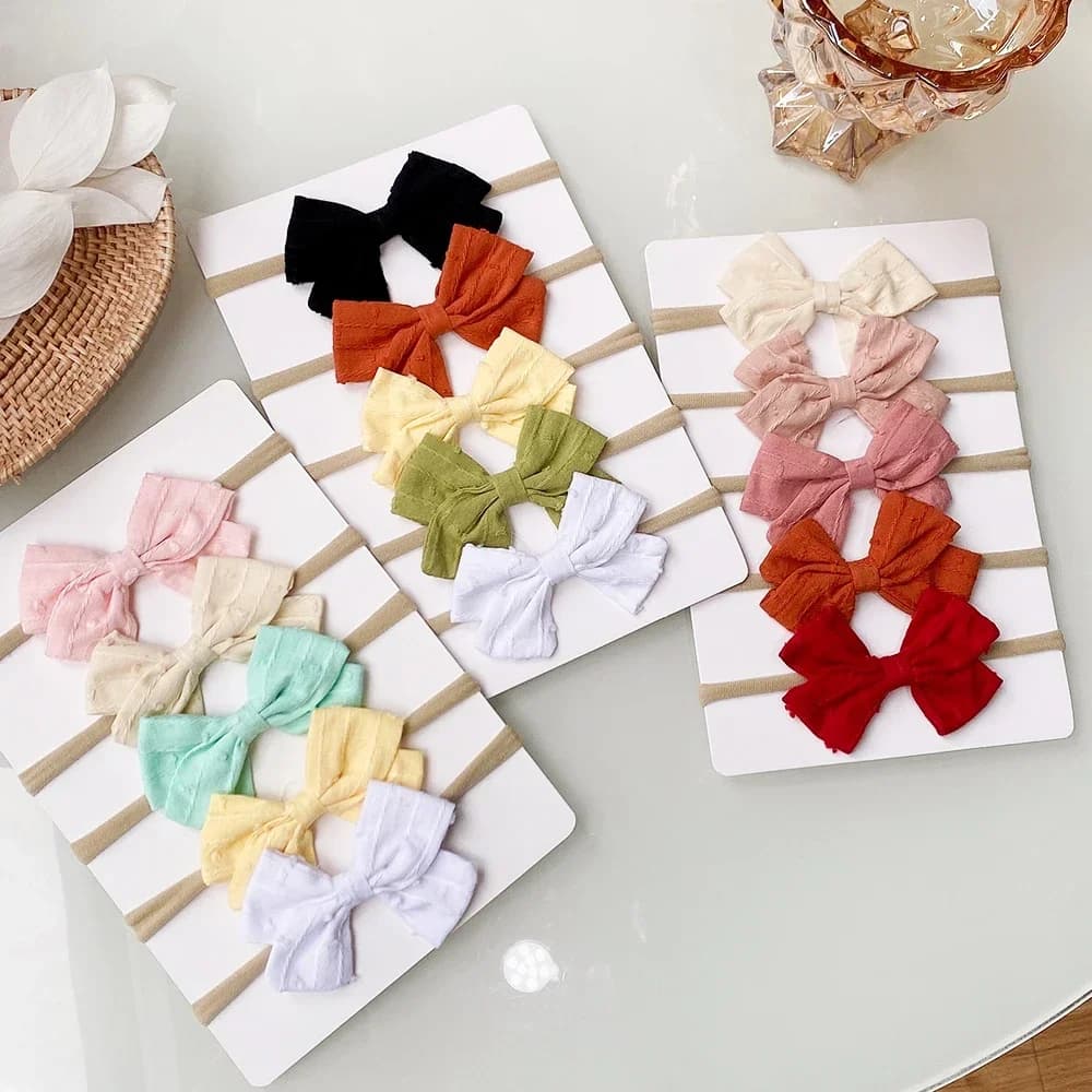 4/5/6 pièces/ensemble couleur unie enfants chapeaux élastiques bandes de cheveux pour bébé mignon ru