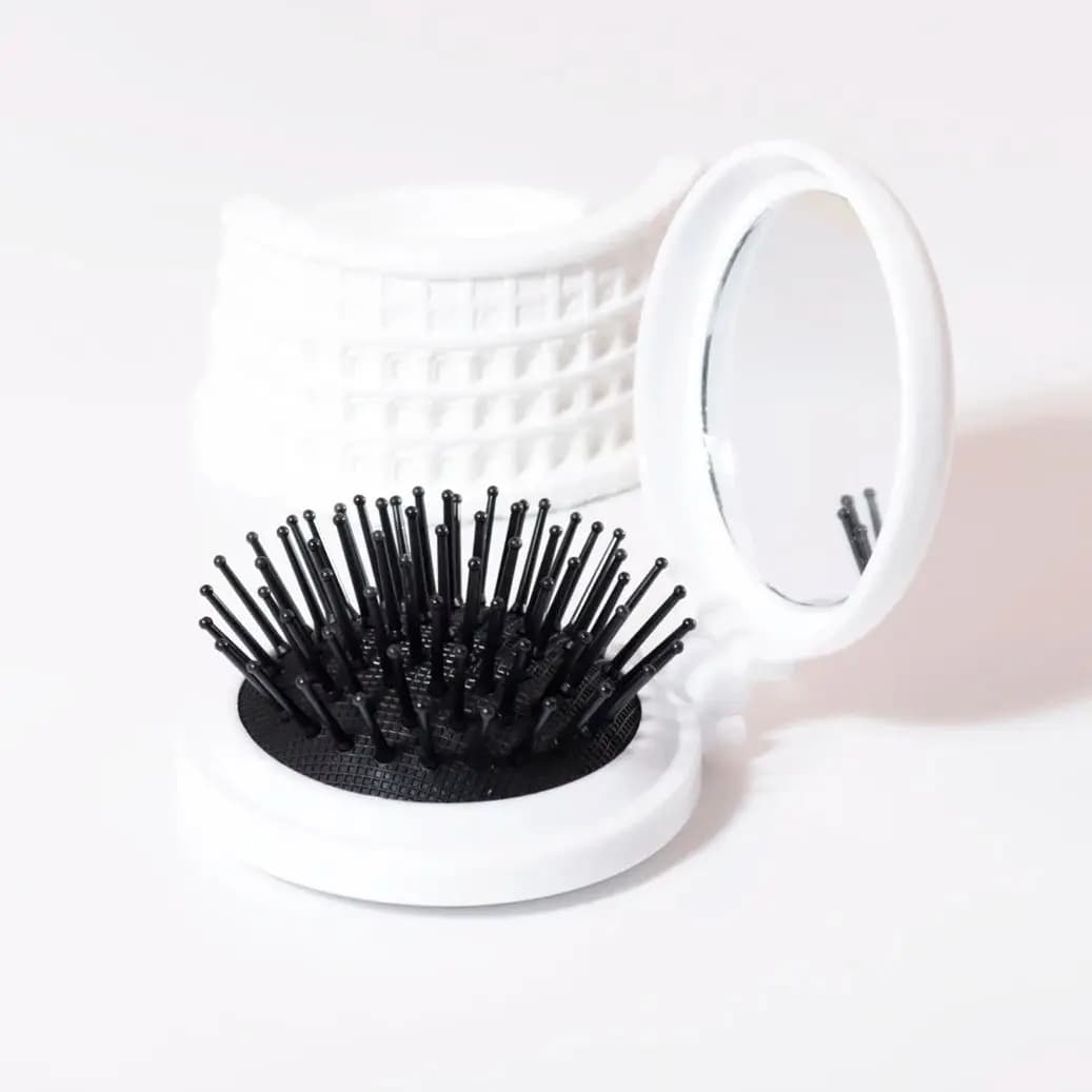 Mini miroir de massage à tête pliante, accessoires de coiffure antistatiques, brosse à cheveux porta