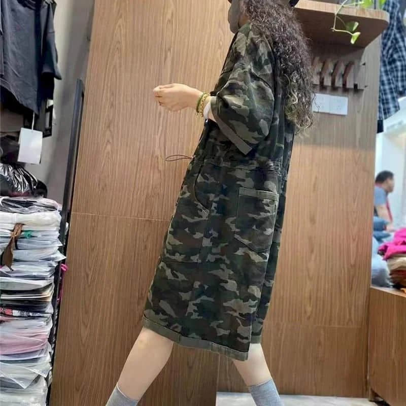 Combinaisons de Camouflage pour femmes, demi manches, Style coréen, salopette Harajuku, tenue une pi