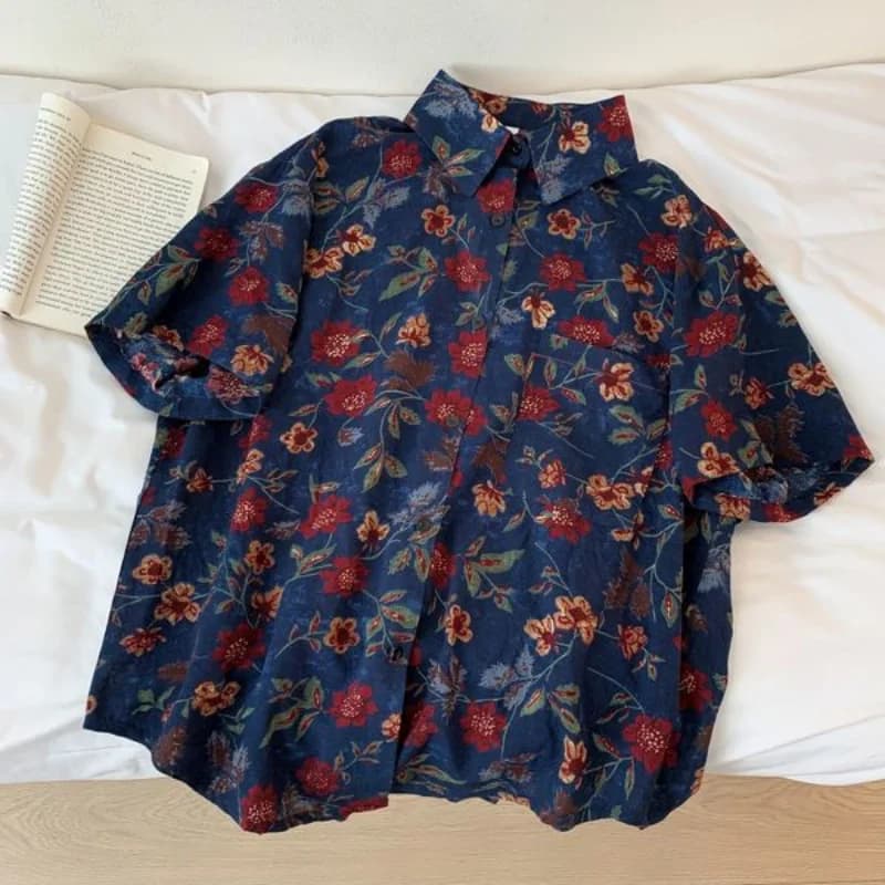 Chemises imprimées pour femmes, Baggy, Vintage, Esthétique, Confortable, Hawaïen, Personnel, Harajuk
