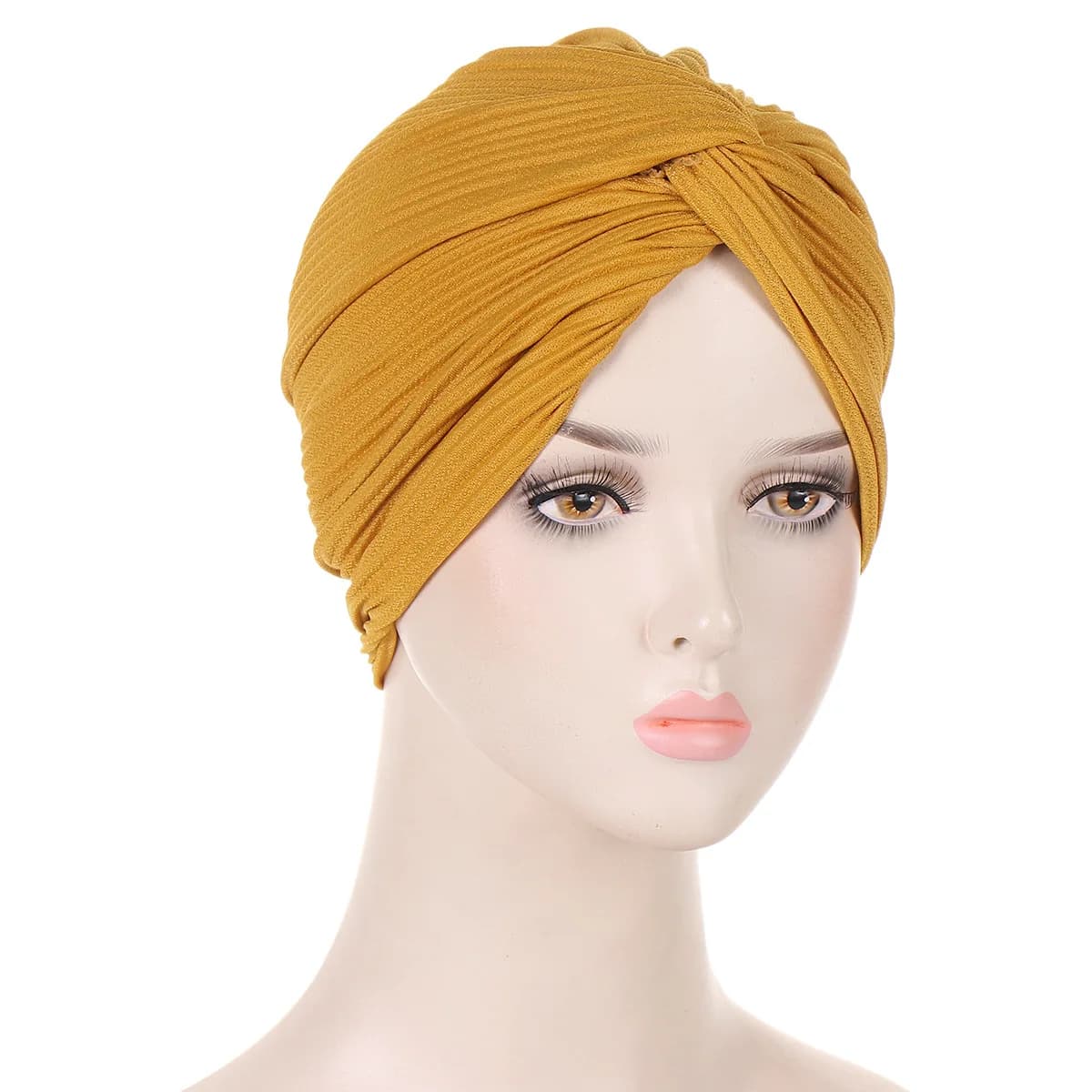 Turban Torsadé pour Femme Musulmane, Écharpe de Sauna, Bonnet Extensible, Couvre-Chef en Coton Solid
