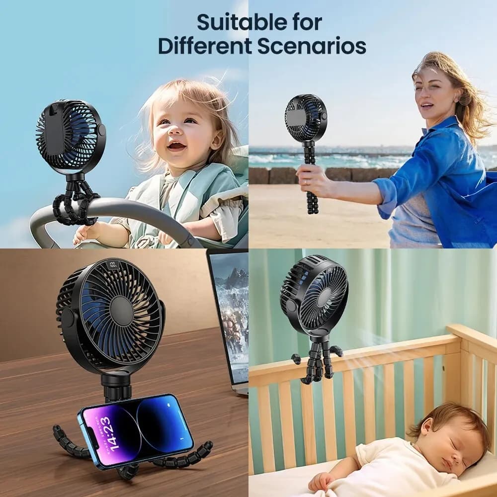 TOPK-Mini ventilateur portable pour poussette, 5000mAh, aste par USB, ventilateur électrique d'extér