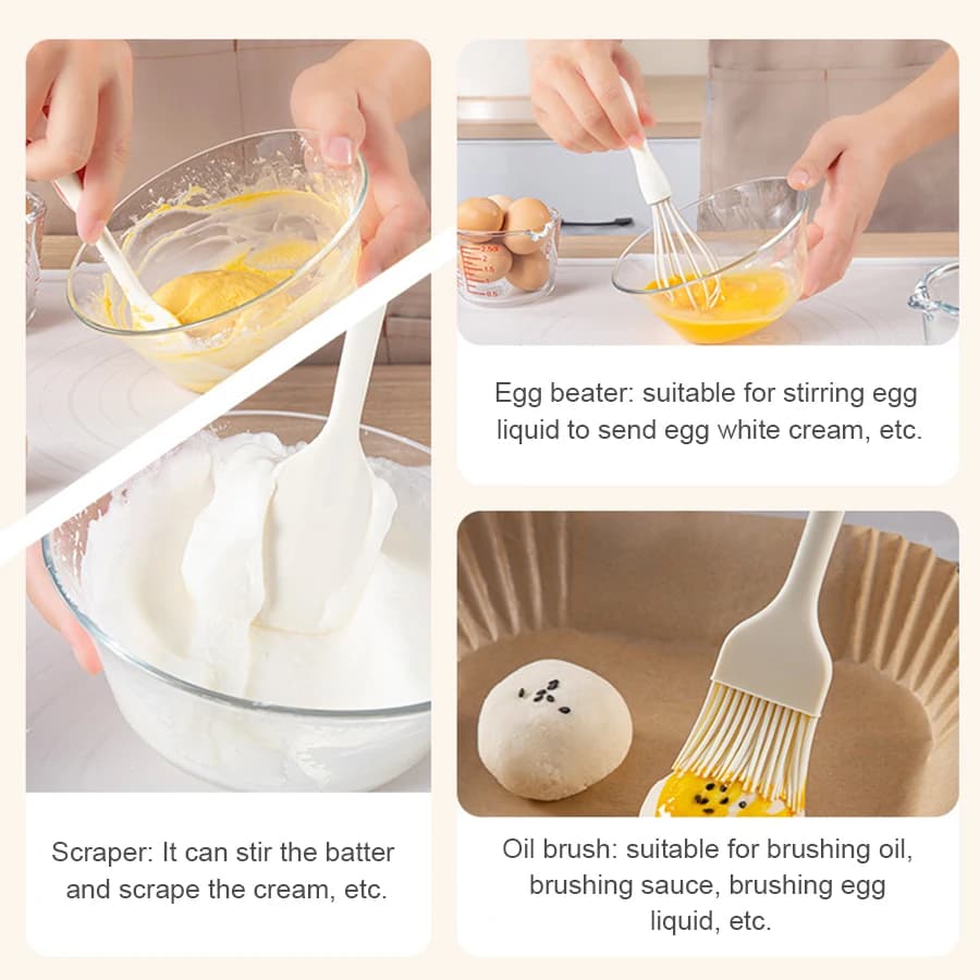 Ensemble de cuisson en Silicone, spatule à crème pour gâteaux, grattoir, fouet à œufs domestique, br