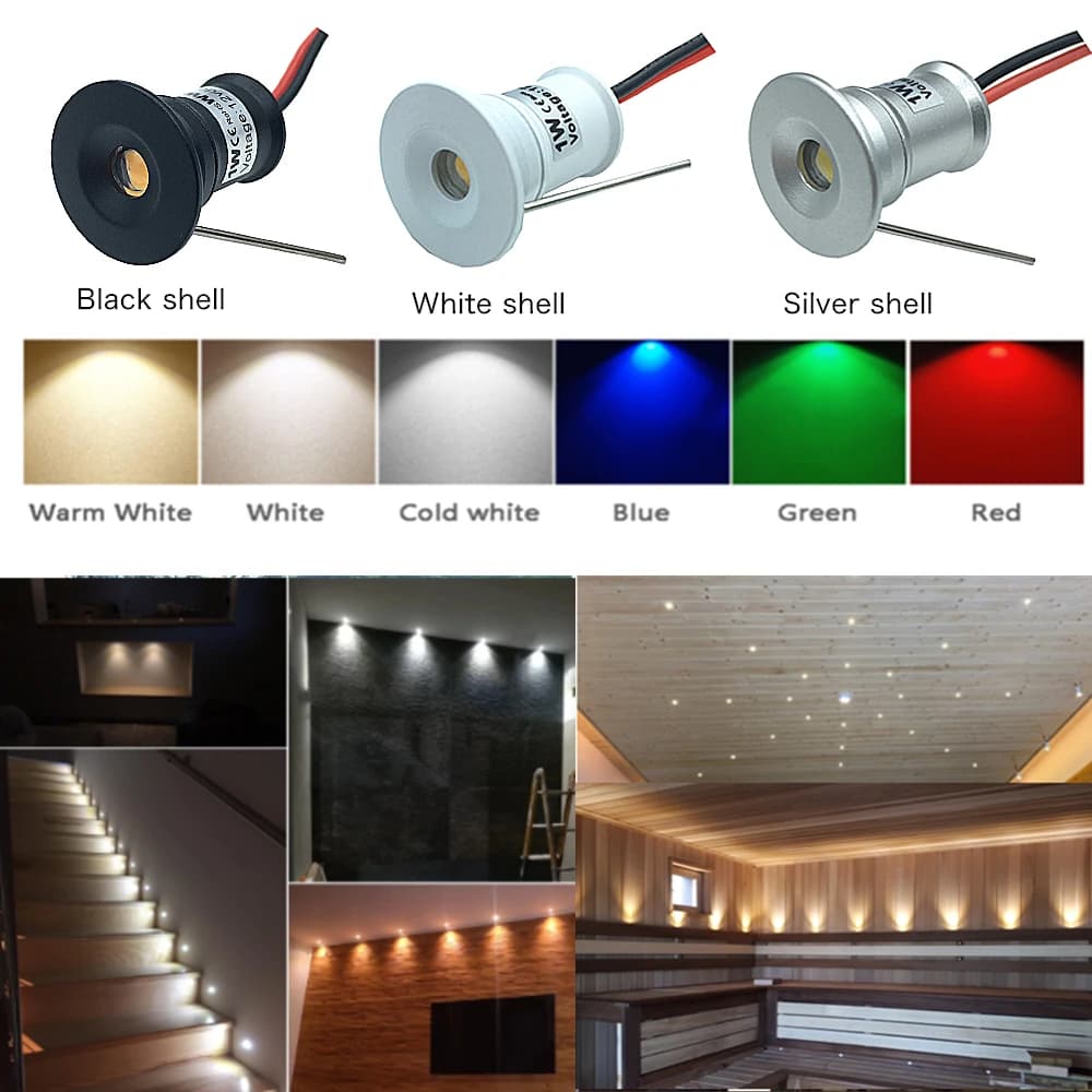Mini Downlight LED 12V 1W encastré petit Spot lumière plafond cuisine salle escalier intérieur proje