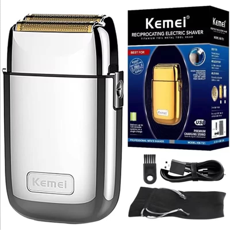 Kemei Tx1 boîtier métallique Rechargeable Pro rasoir électrique pour hommes cheveux barbe rasoir éle