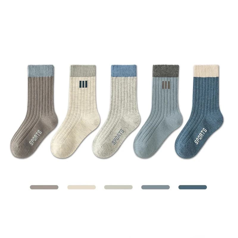 5 paires de chaussettes pour enfants, chaussettes d'automne et d'hiver pour garçons, chaussettes pol