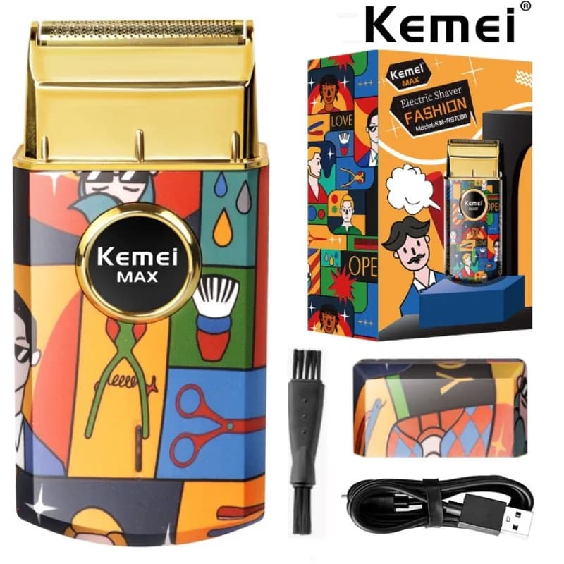 Kemei-Rasoir électrique professionnel en titane à double feuille pour hommes, outil de finition de b
