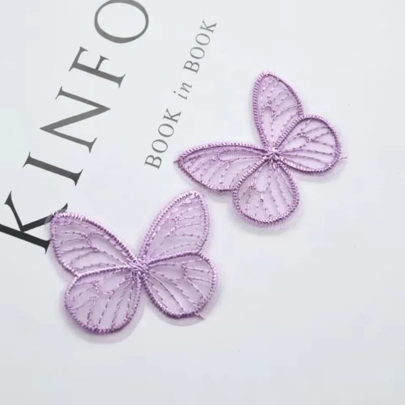 Patchs en tissu papillon en maille brodée 4.5x3.5cm, 20 pièces/lot, Appliques pour vêtements, fourni