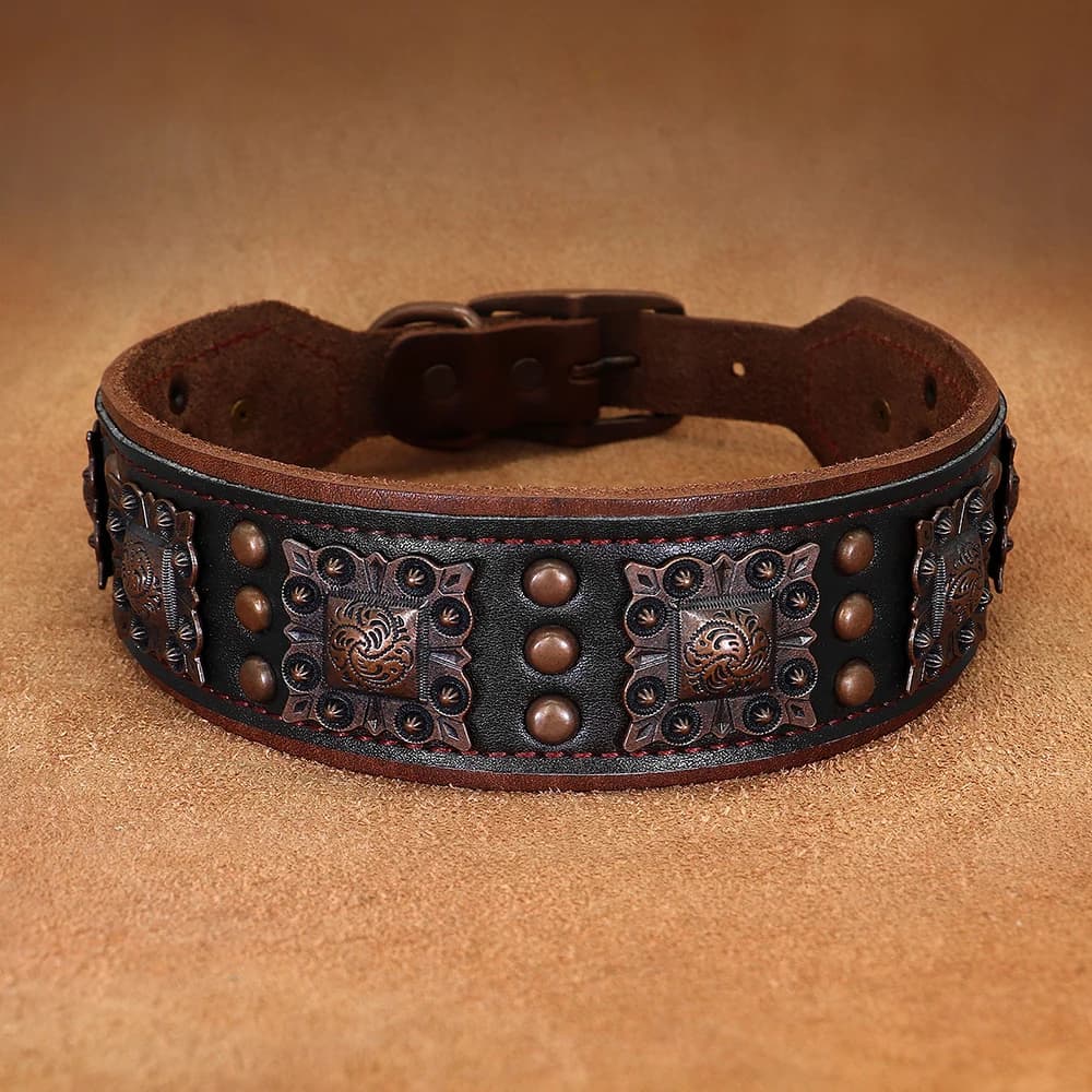 Collier de chien à pointes Cool pour chiens de taille moyenne en cuir véritable Pitbull bouledogue r