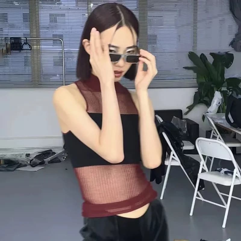 Karr233-Haut court évidé japonais Y2k, haut court avec esthétique grunge, haut vintage des années 20