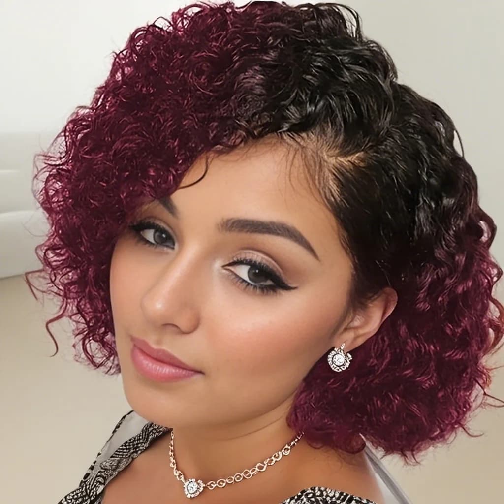 13x4 dentelle avant perruques coupe lutin perruque cheveux humains vague profonde perruque courte bo
