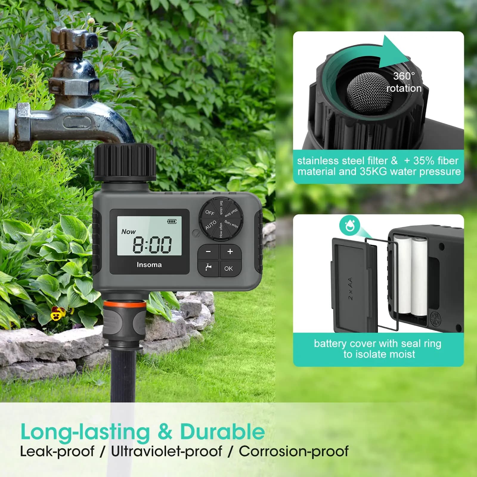 Insoma – minuterie d'eau automatique, système d'arrosage Intelligent, minuterie d'arrosage, équipeme