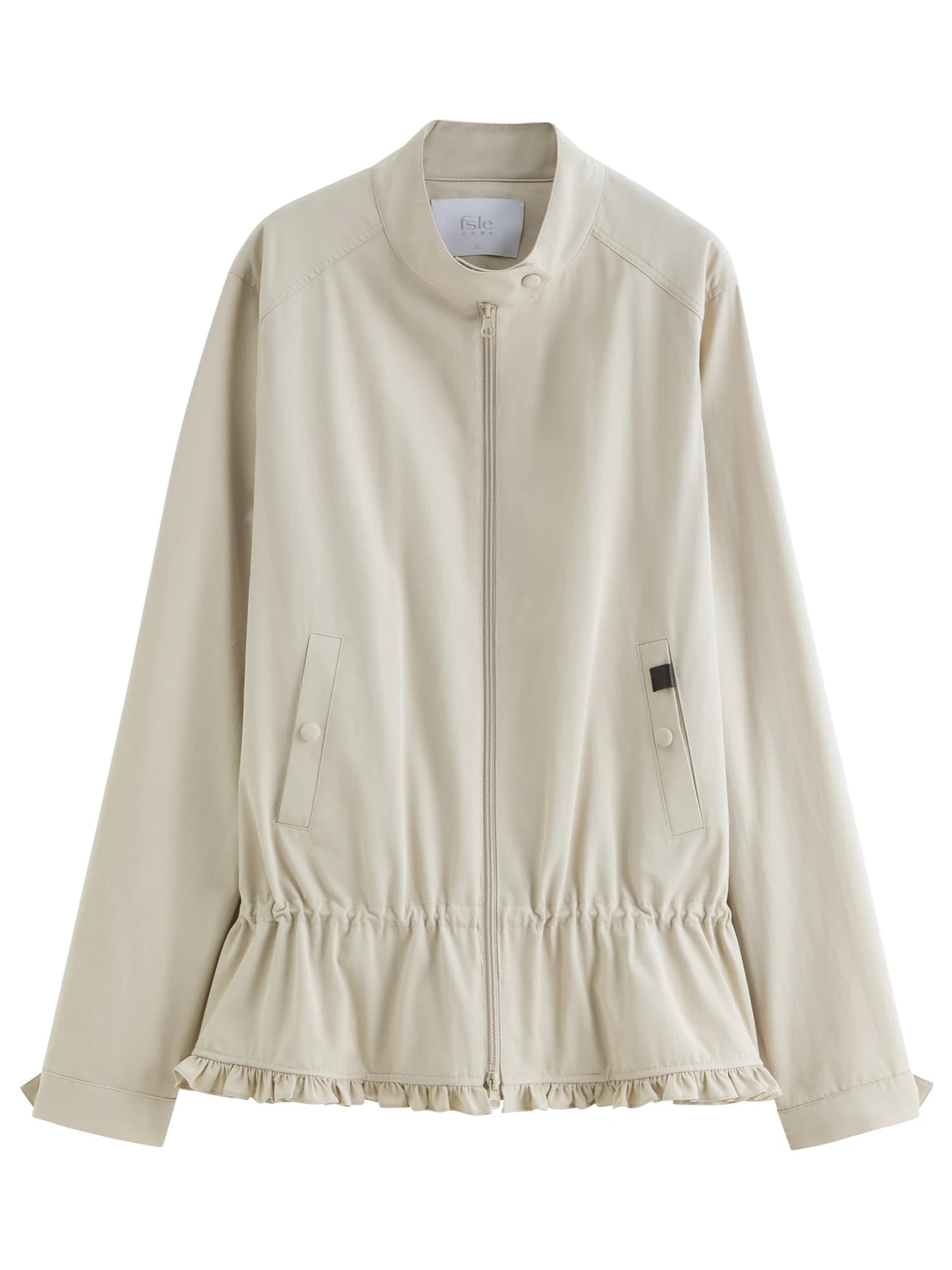 FSLE 2025 nouvelles femmes épaule droite col montant veste 2025 automne Style coréen cordon doux fle