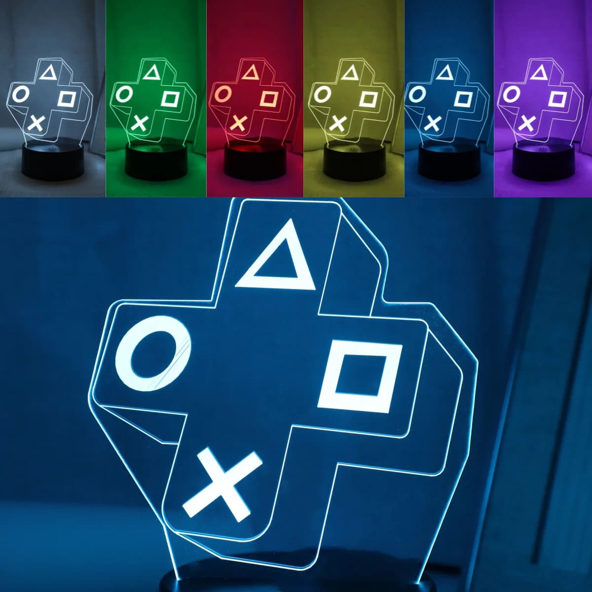 1PC expérience de jeu bouton croisé 3D veilleuse tactile coloré lumière LED chambre décoration atmos