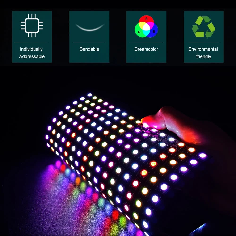 Écran numérique flexible WS2812, 1 à 10 pièces, Module de panneau LED, lumière WS2812B, adressable i