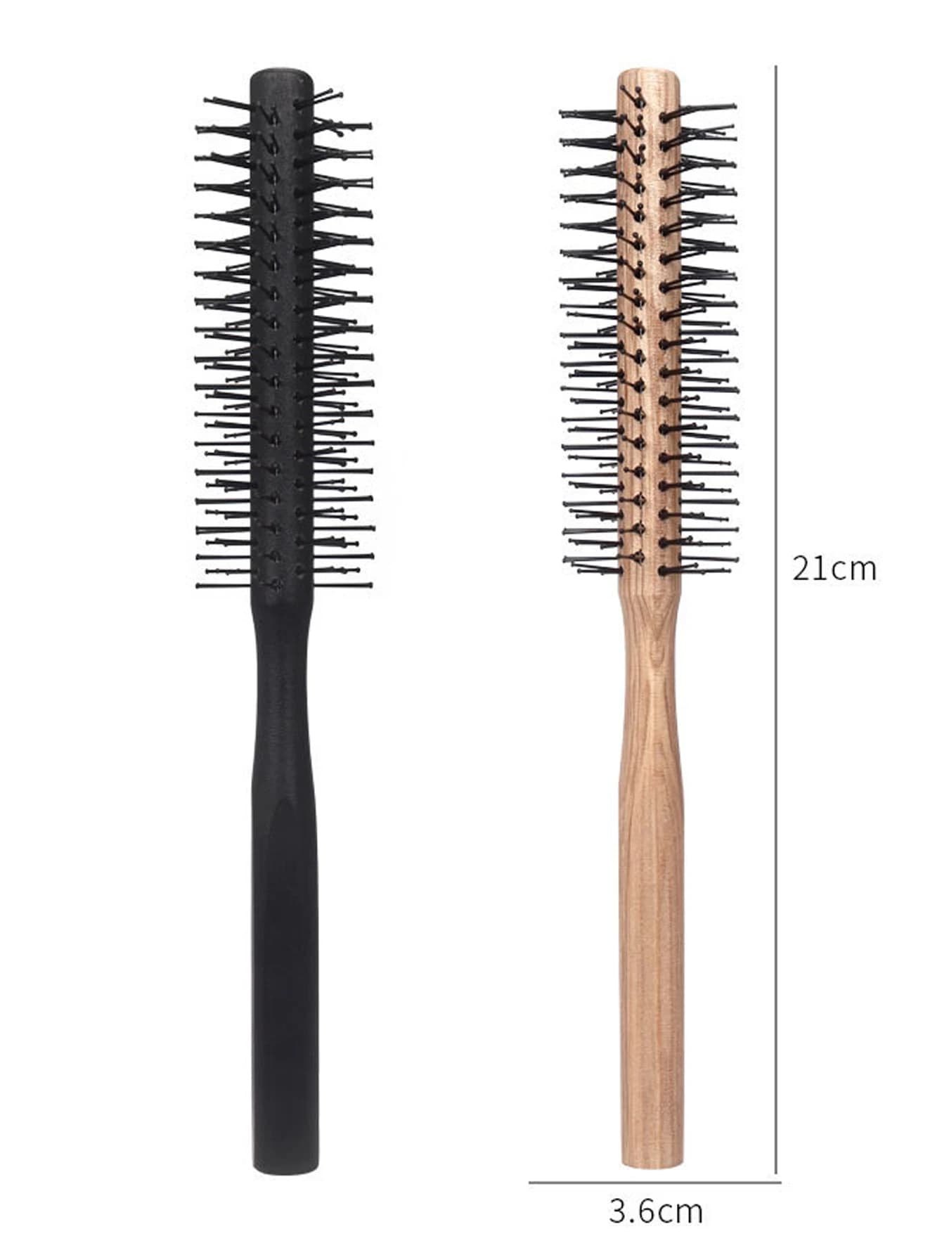 Brosse à friser circulaire en nylon avec manche en bois, peigne à cheveux professionnel, outil de co