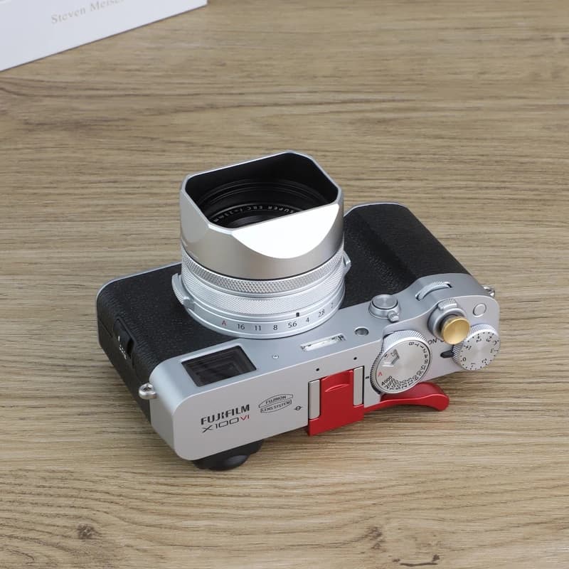 Haoge – pare-soleil carré en métal pour appareil photo Fujifilm Fuji X100VI X100V, argent avec annea