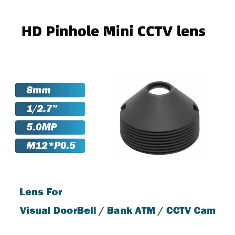 Mini objectif sténopé HD CCTV 8mm 5.0MP 1/2.7 "M12 * P0.5, monture avec filtre IR 650nm pour sonnett