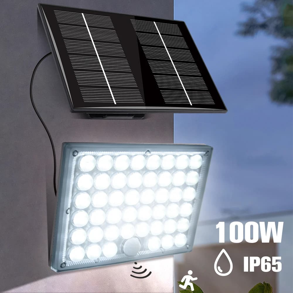 Projecteur LED solaire extérieur étanche projecteur sécurité capteur de mouvement 3 Mode applique mu