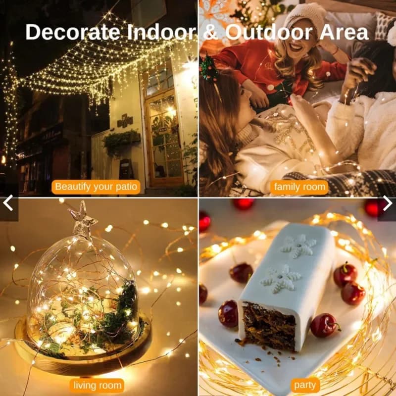 Guirxiété lumineuse LED dégradée avec batterie, fil de cuivre 62, décoration pour chambre à coucher,