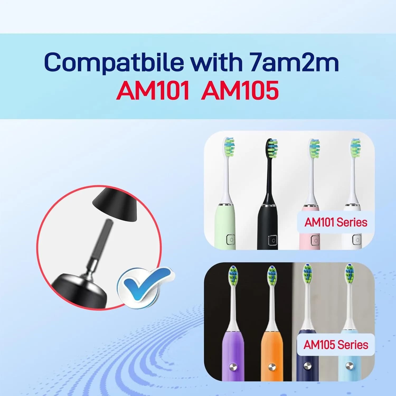 Têtes de brosse de rechange pour brosse à dents électrique sonique 7AM2M AM100/AM101/AM105/AM111, bu