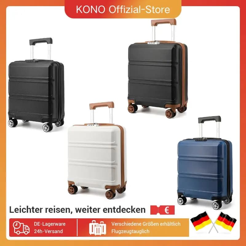 KONO mallette à main 45x36x20 cm étui rigide léger avec 4 rouleaux et serrure TSA Easyjet