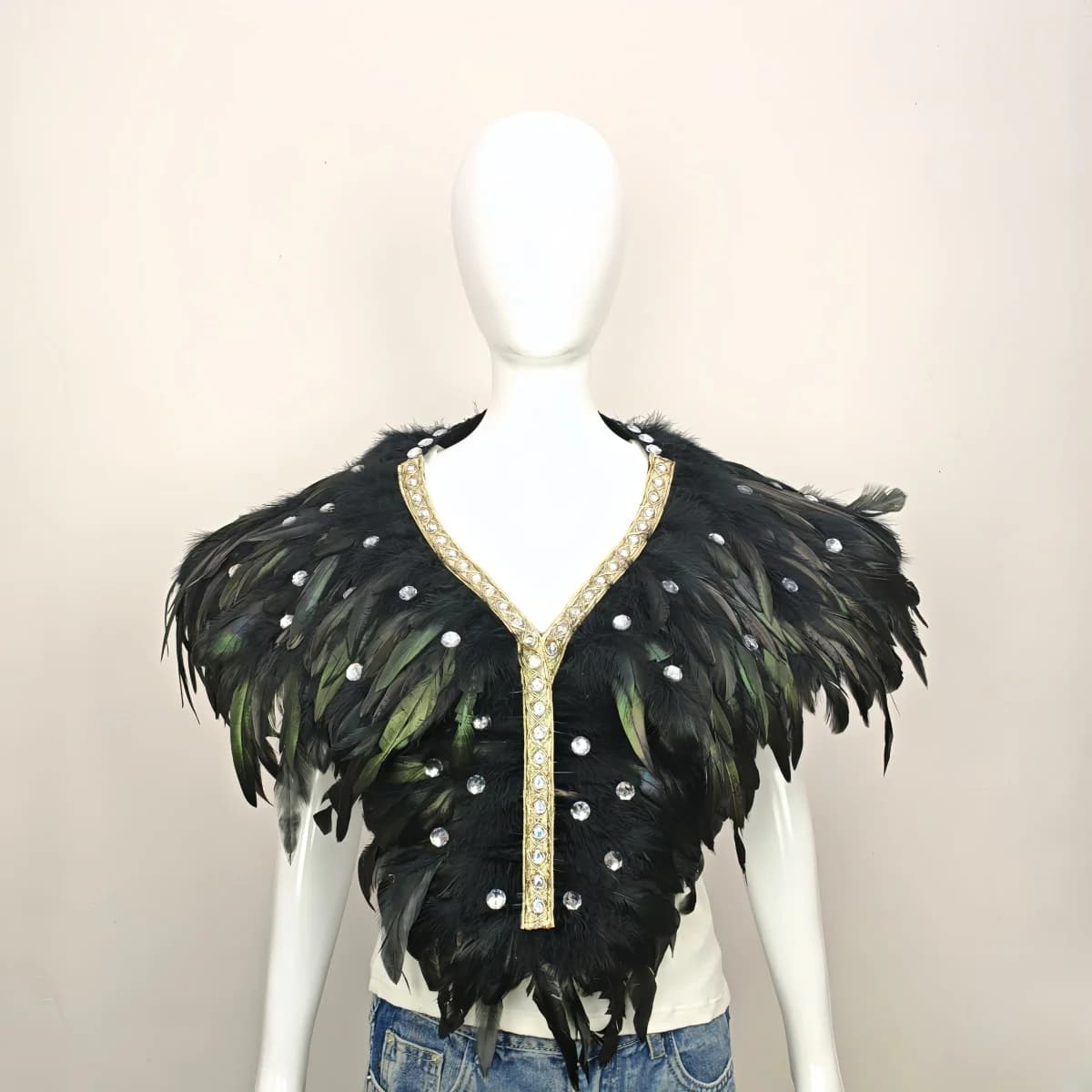 Robe de bal de remise de diplôme unisexe, accessoires de carnaval, châle en plumes, maquillage sur s