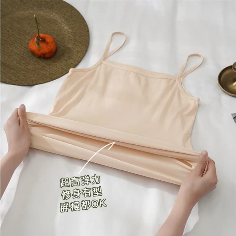 Nouveau couleur unie débardeurs coton doux Spaghetti sangle culture hauts été décontracté Camisole s