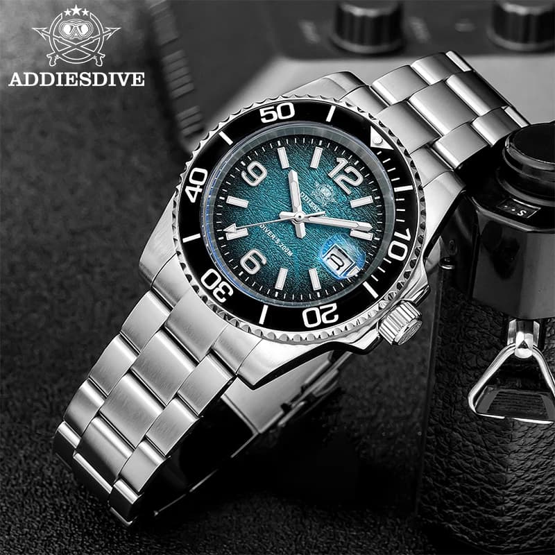 ADDIESDIVE 41mm montre de plongée pour hommes AD2513 200m étanche en acier inoxydable 316L montre-br
