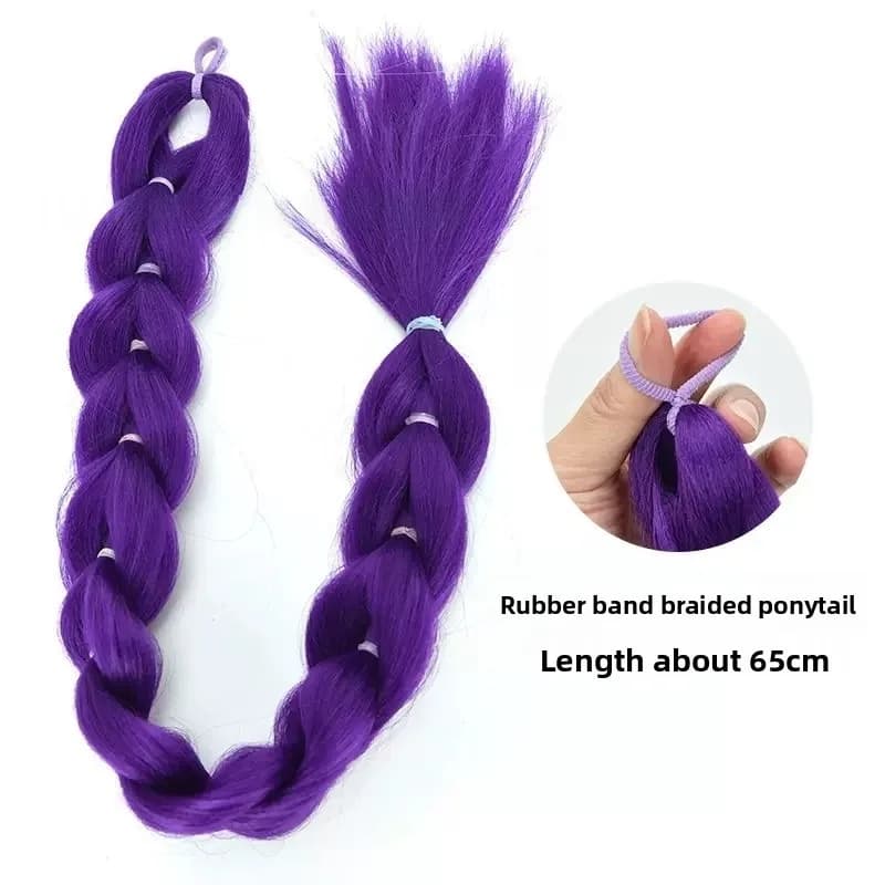 Extensions de cheveux synthétiques violets pré-tressés de 26 pouces avec élastique, pour costumes d'