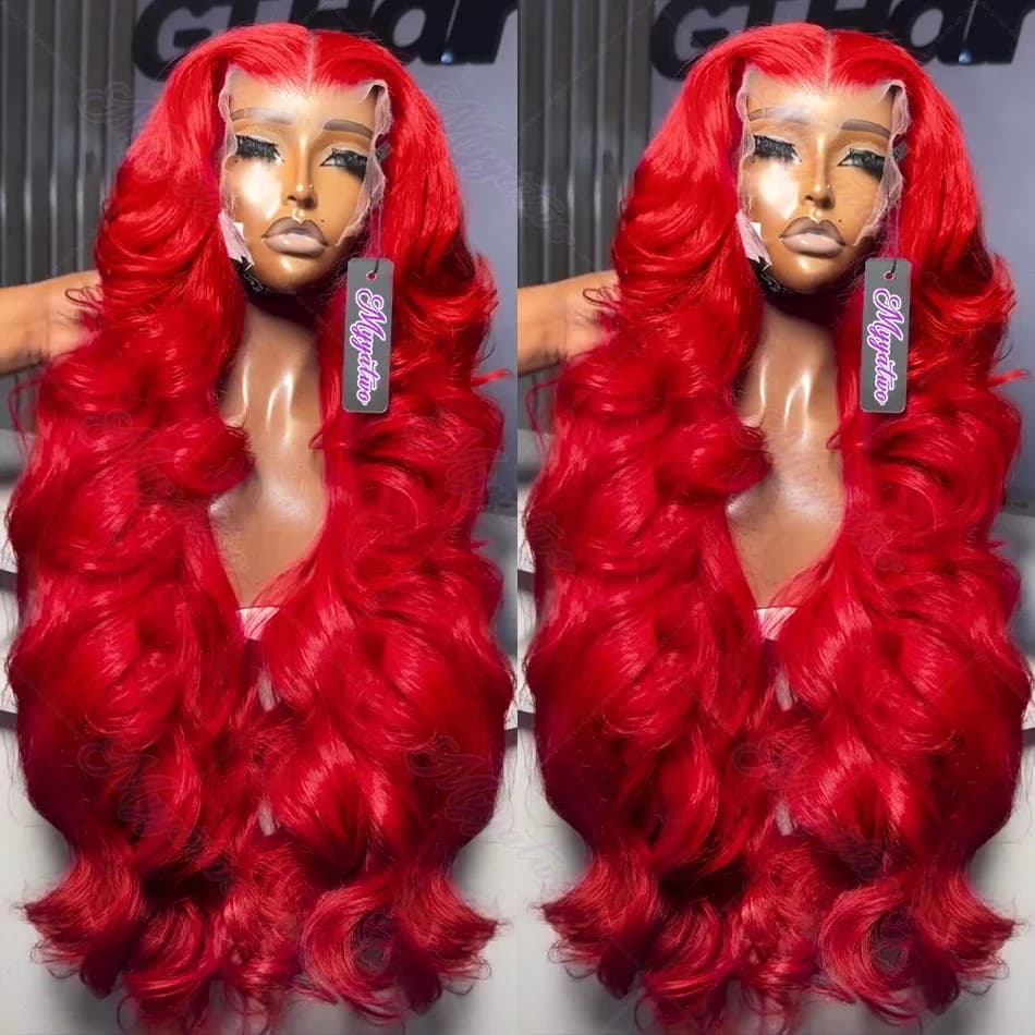 30 40 pouces rouge chaud 13x6 Hd dentelle frontale perruques perruque de cheveux humains brésilien r