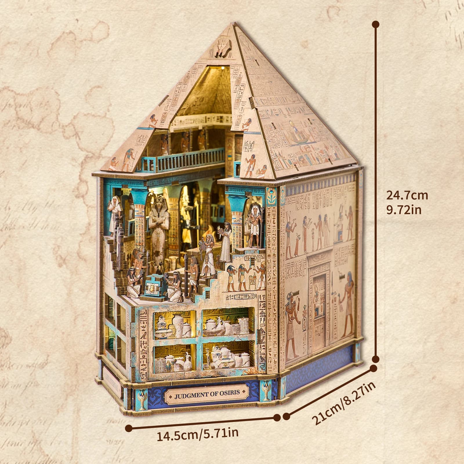 Kit de construction de niche à livres 3D en bois, puzzle de pharaon égyptien, momie, maison de poupé