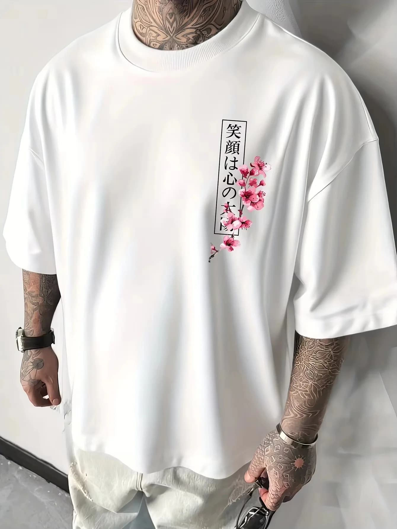 T-Shirt d'été en coton pour hommes, motif poisson Koi et épée de samouraï japonais Yin Yang, à manch
