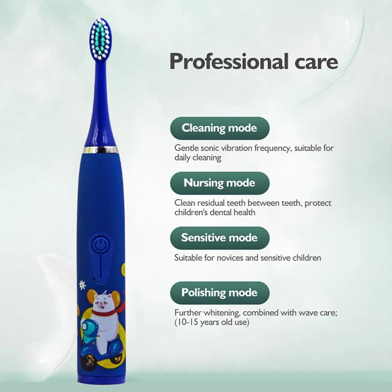 Enfants brosse à dents électrique sonique dessin animé enfants avec remplacer la tête de brosse à de