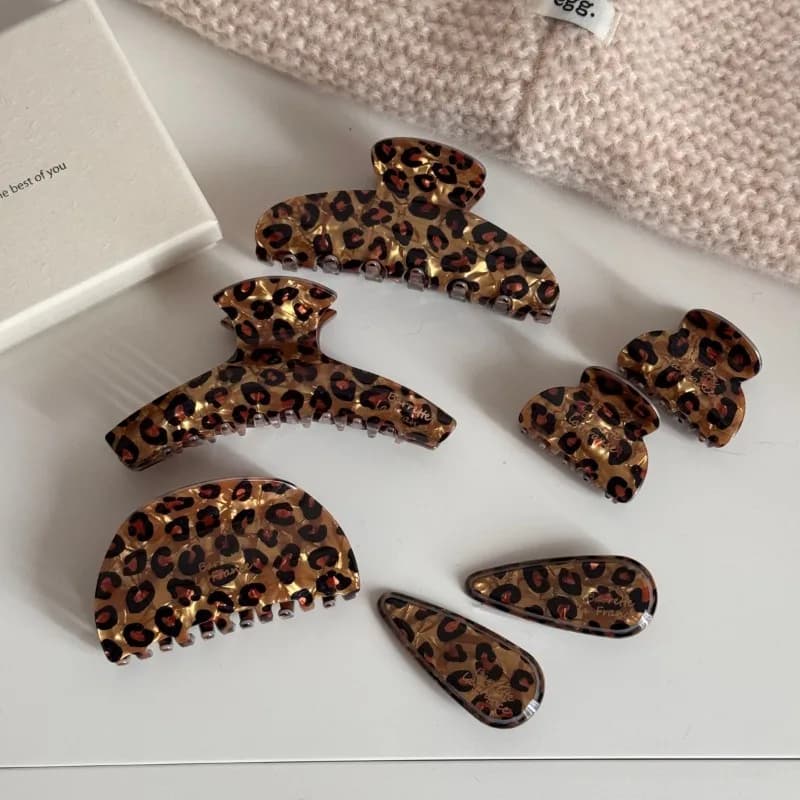 Pince à cheveux en acide acétique imprimé léopard, accessoires pour cheveux haut de gamme pour femme