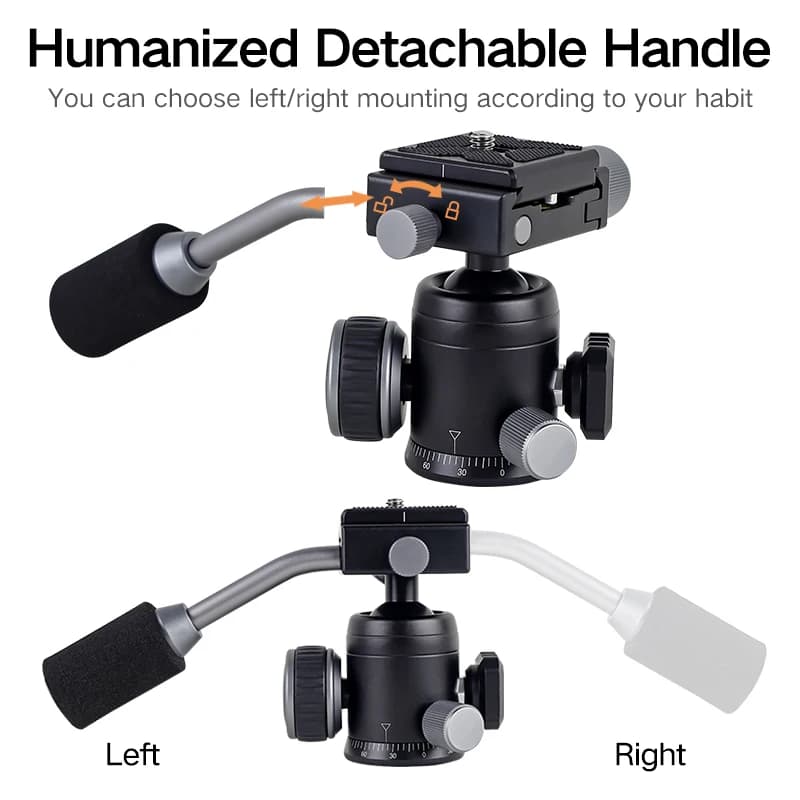 XILETU FM5C2 Mini trépied en métal Portable support de voyage léger avec poignée de tête à 360 degré