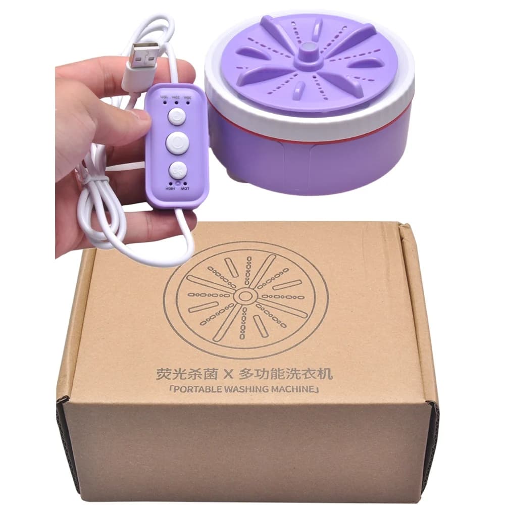 Mini Machine à Laver Portable USB, Rotatif Turbo Fruit, Lave-Vaisselle Ultrasonique pour Vêtements, 