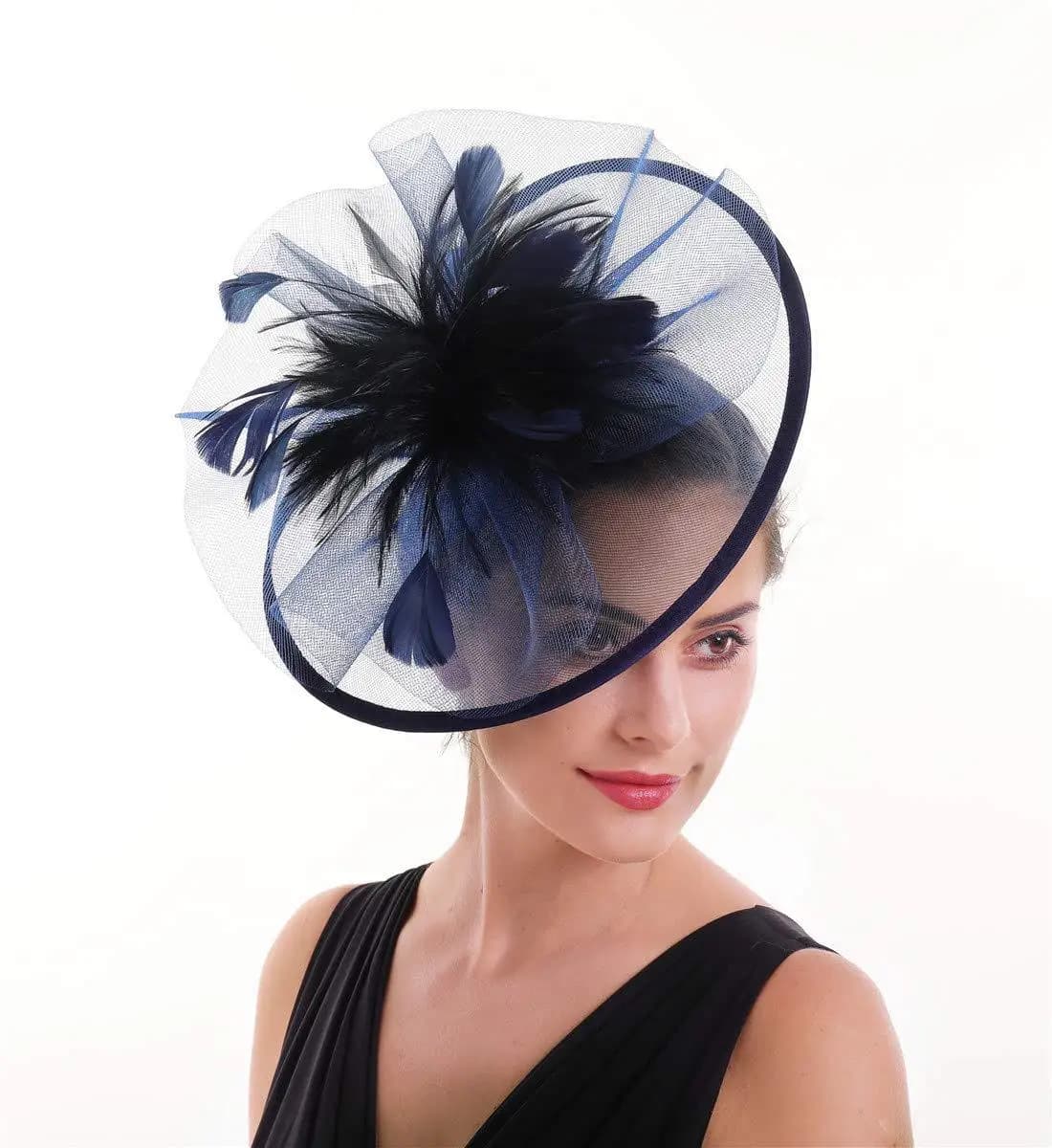Chapeau Fascinateur Plume pour Femme, Haut en Maille, Fleur, ixCocktail, Mariage, Église, Tri Derby,