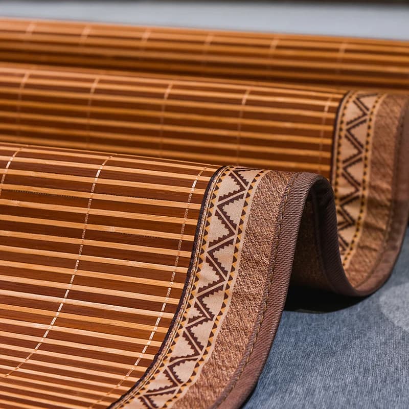 Tapis de bambou carbonisé naturel, matelas de paille pour dormir nu, en soie glacée, à double usage,