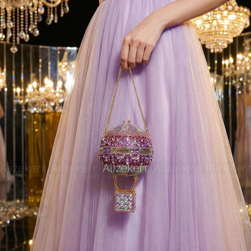 Alizekerr sacs de soirée en cristal en forme de ballon à Air chaud femmes de luxe chic Unique strass